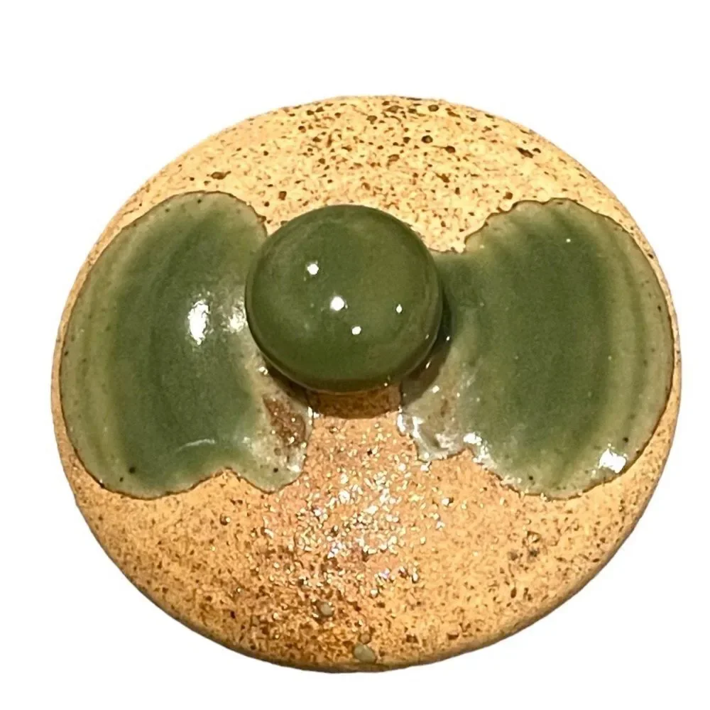 Vintage Handcrafted Pottery Stoneware Speckle Textured Green Glaze Teapot